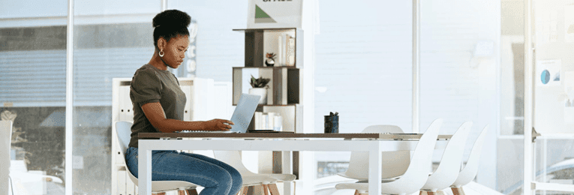 Woman working at laptop